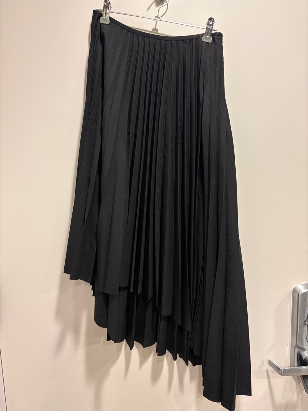 COS Black Asymmetrical Pleated Midi Skirt
